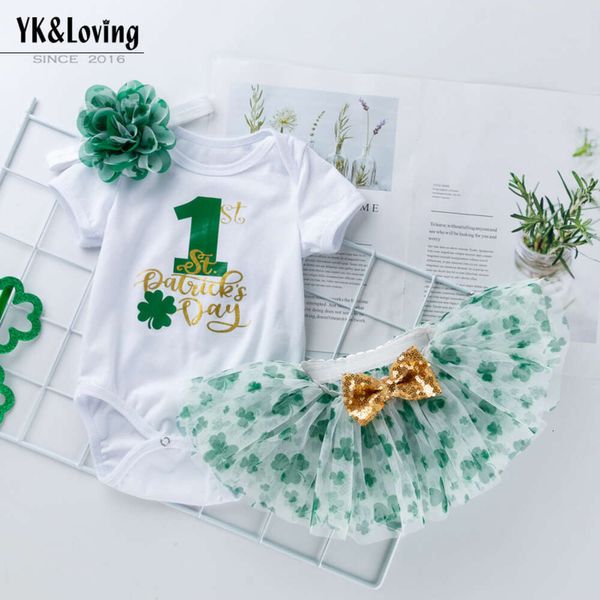 Santa Patrick's Baby Party Dress Girl Cartoon Cartoon Carta de dibujo Harper Green Tutu Falda