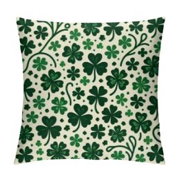 St Patricks Day Pillow Clow Shamrock Lucky Clovers Green Decorative Thurlow Pillow Bus Saint Patricks Outdoor Cushion Cover voor Home Couch Sofa Holiday Decor