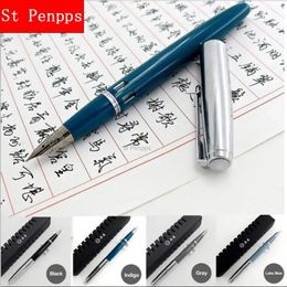 St Penpps 601a Fountain Fountain Pen Piston Type Ink Pen Silver Cap F / M / Fude Nib Business Stationery Office School fournit 240417