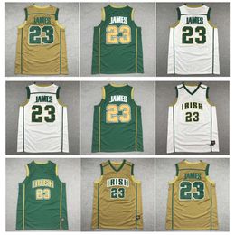 St. Vincent Mary High School Irish High LeBron James Basketball Jersey Goldback Gold White Green Tamaño S-XXL
