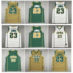 St. Vincent Mary High School Irish High LeBron James Basketball Jersey Throwback Gold White Green Taille S-XXL