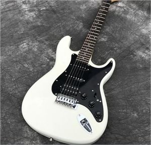 St guitare électrique blanche S-S-H micros noirs matériel chromé boutique personnalisée Guitarra livraison gratuite