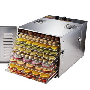 ST01 Tien Trays Food Dehydrator Snacks Uitdratingsdroger Fruit Veget Vijn Vlees Drooge machine Roestvrij staal