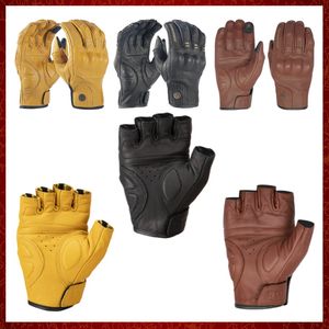 ST109 Nouveaux gants de moto en cuir de peau de chèvre gants demi-doigt gants en peau de mouton doux résistant à l'usure hommes été moto hommes femmes