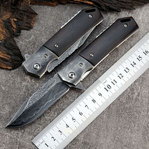 ST234 Vouwen Damascus Steel VG10 Core Blade Ebony Handgreep Pocket Knife EDC Tool Outdoor Camper