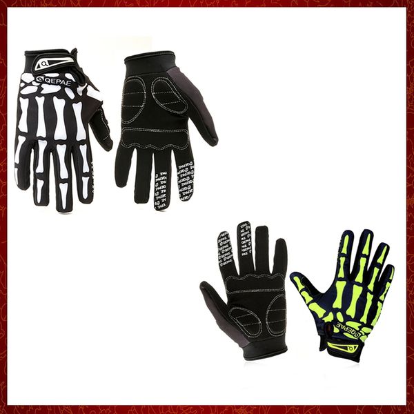 ST250 nuevos guantes de calavera con dedos completos, patrón de esqueleto, bicicleta, ciclismo, motocicleta, carreras, guantes para montar en bicicleta, manopla