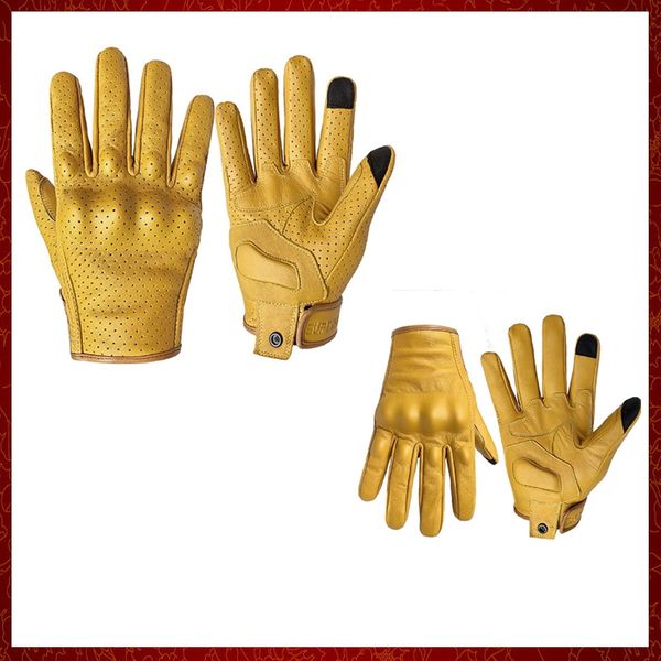 ST251 Gants de moto en cuir pour écran tactile, gants tactiques jaunes pour hommes et femmes, cyclisme, doigt complet, moto, moteur, Motocross