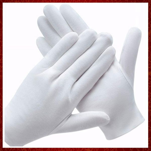ST261 2 uds. Guantes de trabajo de algodón blanco para manos secas, película para manejo de manos, guantes de SPA, joyería con monedas, guantes de inspección ceremoniales de plata