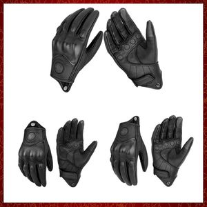 Gants de moto en cuir véritable ST34, gants d'hiver d'été en peau de chèvre, opération tactile, protection des articulations du poing