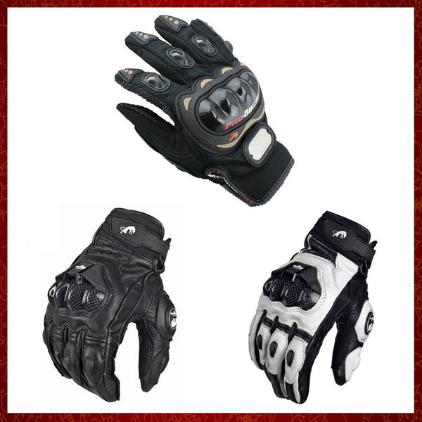 ST386 Gants de moto en cuir Gants de moto Gants d'équitation de vélo de route en cuir Noir moto motocross doigt complet homme femme