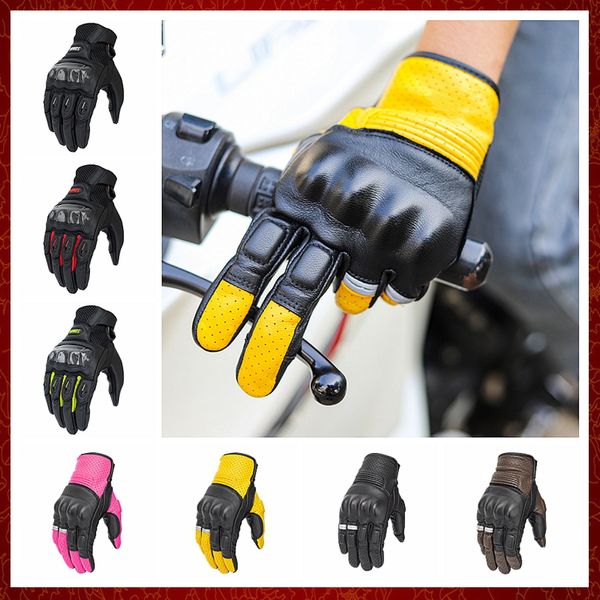 ST420 Retro Leer Guantes Moto Geitenleer Heren Zwart Motorrijhandschoenen Beschermende uitrusting