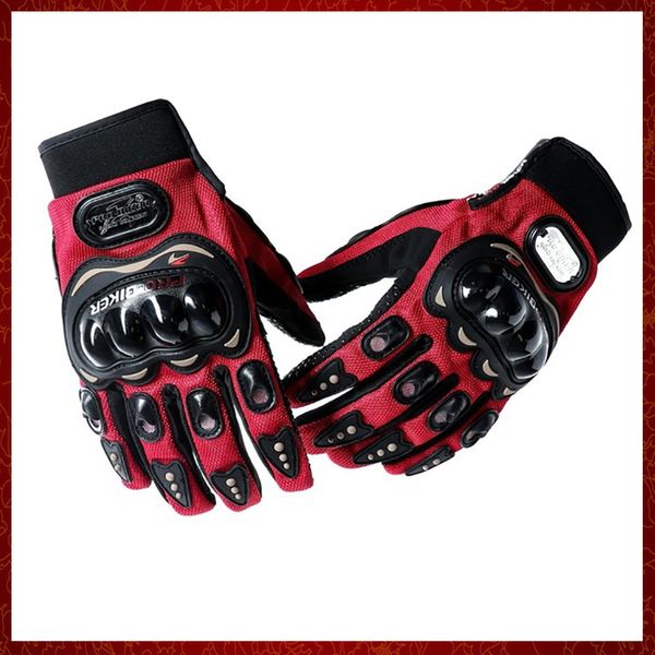 ST453 Paire de gants moto avec inserts de protection rouge L XL Street Gear Equipments Parts