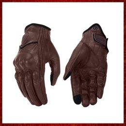 Guantes Retro ST494 para motocicleta, de cuero para hombre, impermeables, para invierno, con pantalla táctil, para Motocross, con dedos completos