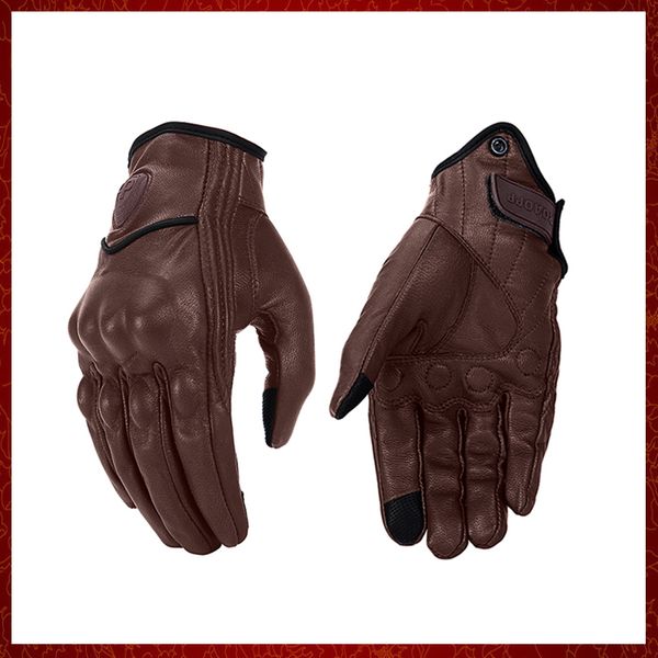 ST494 Gants de Moto rétro hommes en cuir imperméable hiver écran tactile gants de Motocross doigt complet gants de Moto Moto