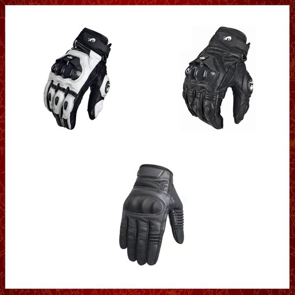 ST566 Guantes de moto Negro Racing Cuero genuino Moto White Road Racing Team Guante Hombres Verano Invierno