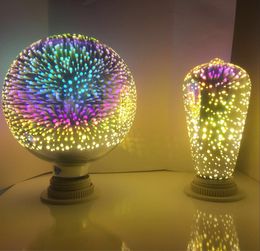 Nouveauté éclairage ST64 G80 G95 5W feu d'artifice ampoule led lampe à incandescence E27 couleur décorative 3D Edison ampoules pour maison de vacances