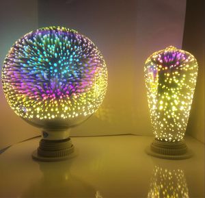 Iluminación novedosa ST64 G80 G95 5W bombilla de fuegos artificiales lámpara de filamento led E27 color decorativo 3D bombillas Edison para casa de vacaciones