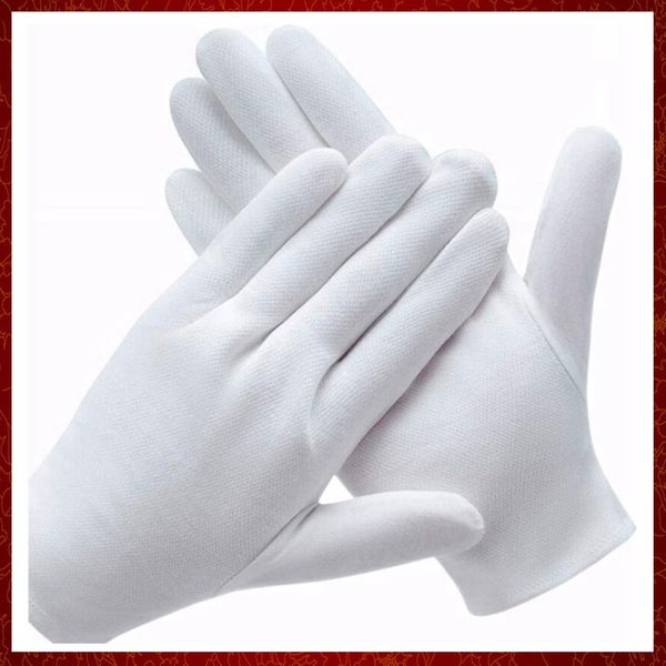 ST773 1 paire de gants de conduite blancs Gants en coton doux Pièces de monnaie Gants d'inspection en argent Gant de doublure extensible Supprimer la transpiration