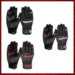 ST819 femmes moto gants en cuir de chèvre véritable plein doigt écran tactile Knuckle Protection rétro moto Gear été rouge