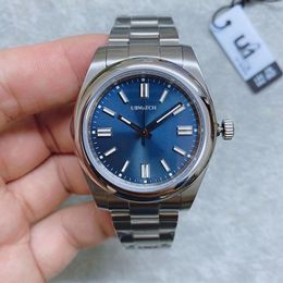 ST9 Steel Mens 36 mm Sapphire Glass Watch Automatic Mécanique Sports extérieurs Bébé cadran bleu en acier inoxydable