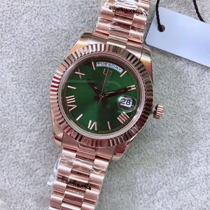 St9 Steel News Herenhorloges Groene wijzerplaat Automatische mechanica 41MM Saffierglas Roestvrij herenhorloge Everose Gold Watches201v