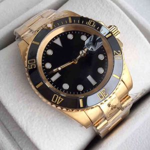 ST9 staalkwaliteit horloge automatisch mechanisch 40 mm k gouden kleur keramische bezel zwarte wijzerplaat glijslot flod clasp saffierglas 116613