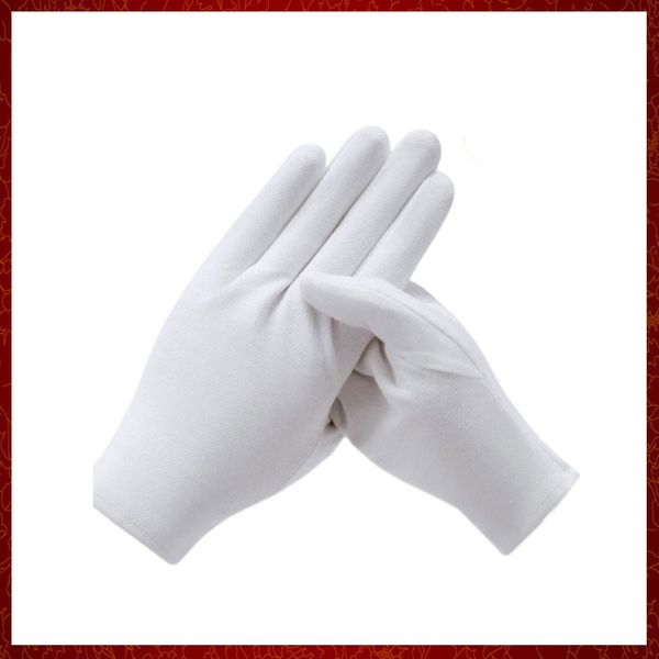 ST917 1 par de guantes blancos, guantes de trabajo de algodón para manos secas, guantes de película para manejo de SPA, guantes de inspección Ceremonial