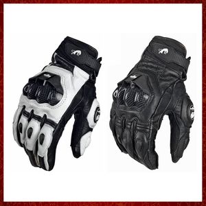 ST962 Mens 4 Season Driving Supertech Negro / Blanco Guantes de cuero para motocicleta Guante de carreras Moto DirtBike Cuero de vaca Racing Bike Knight