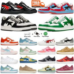 STA SK8 Designer Chaussures Femmes Homme Casual Shark Tops Low Tops Patent Leather Bapestas Sneakers Brésil Camo Combo Pink Panda Italie Italie Outdoor Sports Platform Trainers