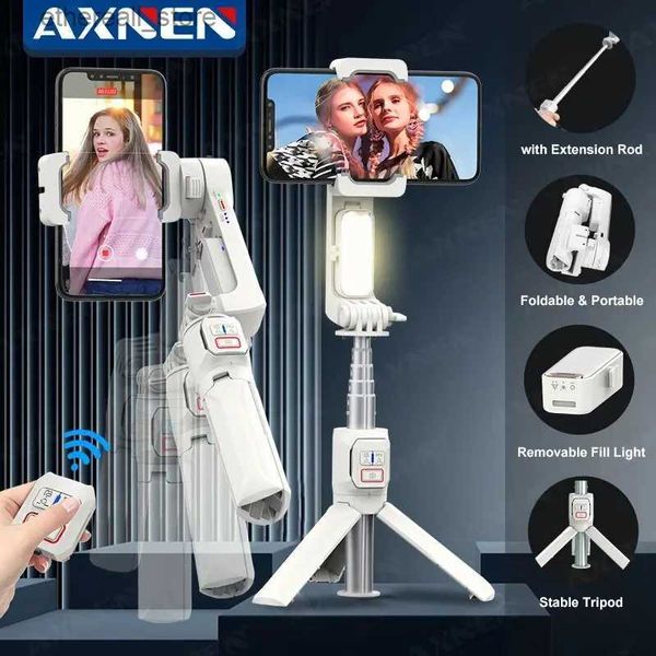 Stabilisateurs AXNEN A10 Smartphone cardan de poche avec tige d'extension de lumière de remplissage stabilisateur d'enregistrement vidéo de téléphone portable à distance pour iPhone Android Q231116