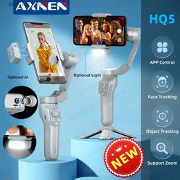 Estabilizadores AXNEN HQ5 Estabilizador de cardán de mano de 3 ejes Selfie Trípode para teléfono inteligente iPhone Android Módulo AI opcional Luz de relleno VS HQ3 Q240319