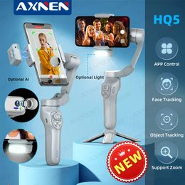 Stabilisateurs AXNEN HQ5 3 axes stabilisateur de cardan portatif trépied Selfie pour Smartphone iPhone Android en option Module AI lumière de remplissage VS HQ3 231216