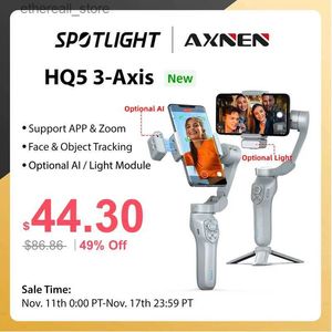 Stabilisateurs AXNEN HQ5 stabilisateur de cardan portatif à 3 axes trépied Selfie pour Smartphone iPhone Android en option Module AI lumière de remplissage VS HQ3 Q231116