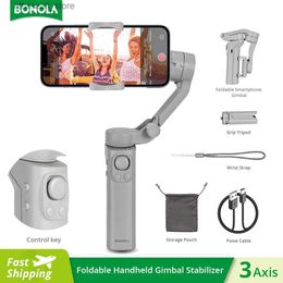 Stabilisatoren Bonola Gimbal Mobiele telefoonstabilisator 3 Axis Anti-shake voor Samsung S23 Ultra/iPhone 14 Pro Max/13 Opvouwbare Handheld Gimbal F5 Q231116