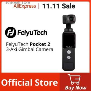 Stabilisatoren FeiyuTech Feiyu Pocket 2 Handheld 3-assige gimbal gestabiliseerde 4K video-actiecamera met microfoon 130 weergave 12 MP foto 4X zoom Q231116