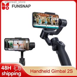 Stabilisatoren FunSnap Gimbal Stabilizer Capture 2S voor telefoon Gimbal Smartphone Selfie Stick Youtuber Live Video Record Handheld Gimbal Q231116