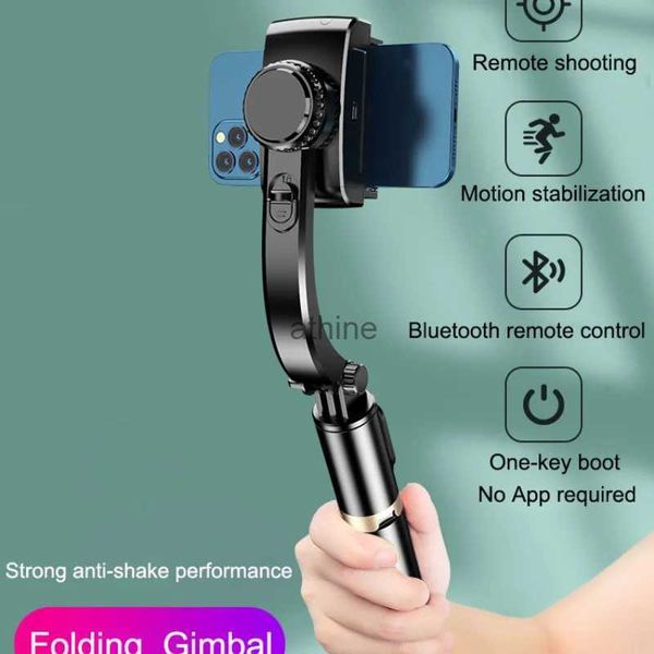 Stabilisateur mains libres Bluetooth pour Smartphone à cardan portatif avec trépied de bâton de Selfie pliable à cardan pour Smartphone YQ240110