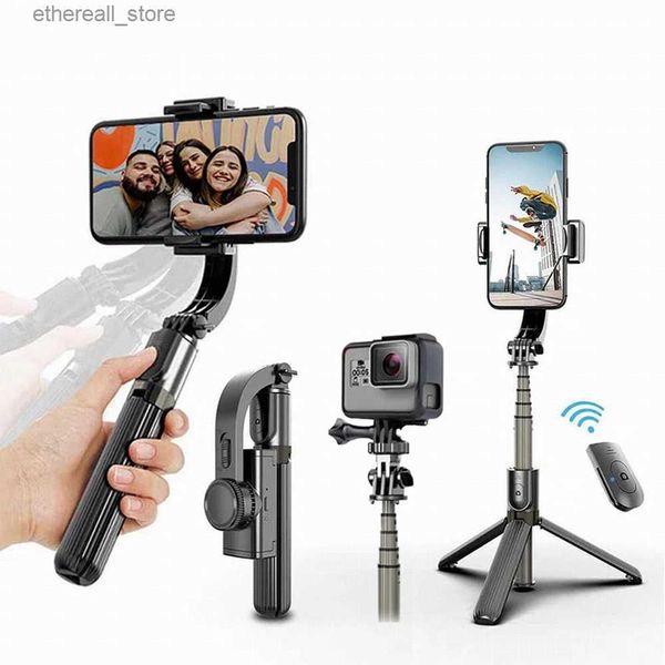 Estabilizadores de mano Gimbal Smartphone Bluetooth Estabilizador de mano Trípode Selfie Stick Plegable Gimbal para cámara Gopro Teléfono Youtube Vlog Q231116
