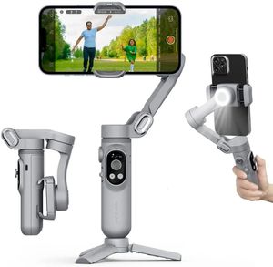 Stabilizers Handheld Gimbal Stabilizer 3 Axis Smart X Pro Professional for Smartphone Wireless Charging OLED Display LED Light Focus Wheel 231216