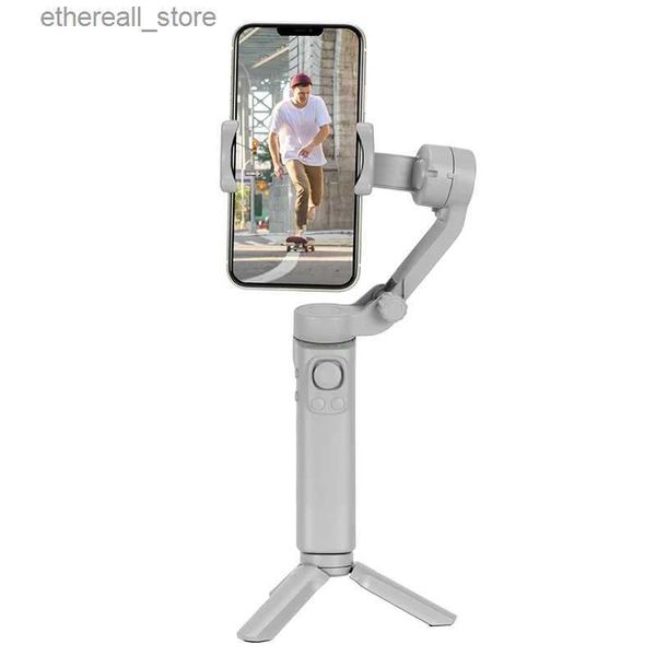 Stabilisateurs Stabilisateur tenu dans la main à trois axes pour le suivi du visage Anti-secousse poche pliante téléphone portable suivi caméra d'action panoramique inclinaison Q231116