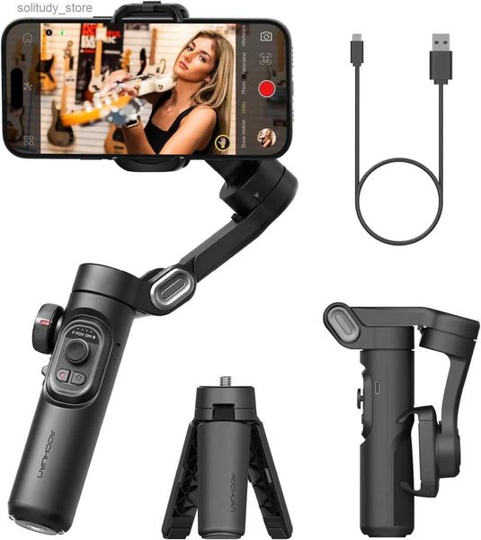 Stabilisateurs Stabilisateur de joint universel portatif intelligent AI suivi du visage enregistrement vidéo mobile à 3 axes téléphone PTZ enregistrement de voyage TikTok Fo Q240319