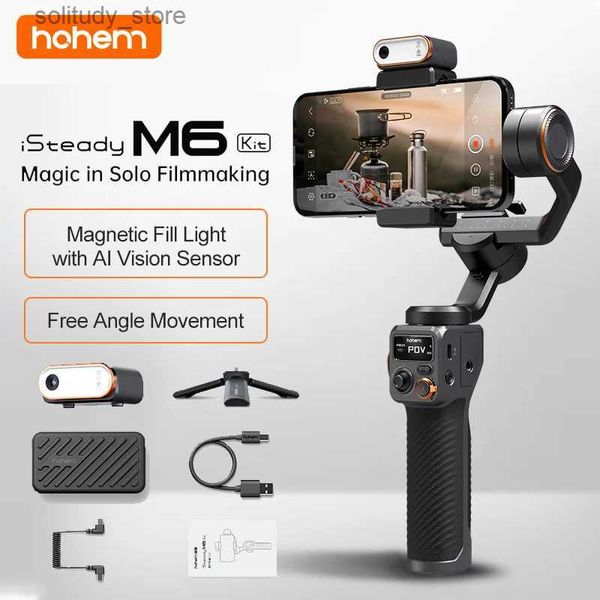 Stabilisateurs Hohem iSteady M6 stabilisateur de joint universel à 3 axes bâton de selfie pliable avec contrôle d'application et lumière de remplissage magnétique appropriéQ240320