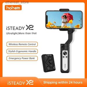 Stabilisateurs Hohem iSteady X2 Smartphone cardan 3 axes avec télécommande stabilisateur de téléphone portable pliable pour iPhone/Samsung/Q231116