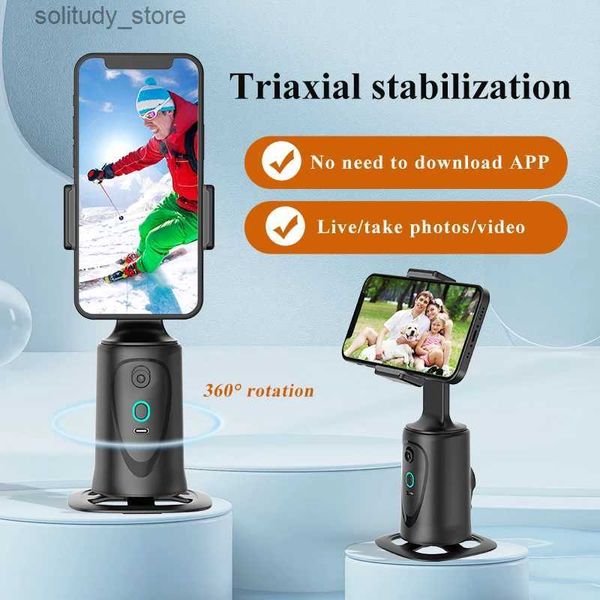 Stabilisateurs Intellig Ai nouveau Mini Selfie Stick suivi automatique prise de vue Rotation à 360 degrés Intelligent suivre support de téléphone en direct cardans Q240319