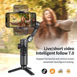 Stabilisatoren Intelligente AI Tracking 3AXIS Handheld Gimbal Foldable Smartphone Smartphone Video Record VLOG PTZ Stabilisator voor telefoon 230816