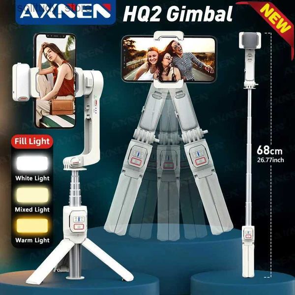 Estabilizadores NUEVO AXNEN HQ2 Handheld Gimbal Estabilizador para teléfono móvil Selfie Stick Trípode con luz de relleno Telescópica Varilla Monopod para iPhone Android Q240319