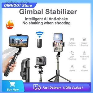 Stabilisatoren QINHOOT L08 Bluetooth Handheld Kruiskoppeling Stabilisator Reizen 360 Rotatie AR Slimme en draagbare standaard Geschikt voor iPhone/Q240319