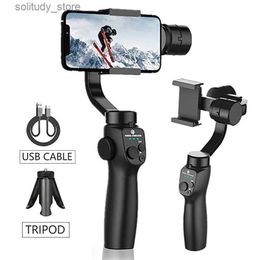 Estabilizadores Teléfono inteligente Junta universal Estabilizador de mano de 3 ejes Móvil Selfie Stick Trípode para viajes Antivibración Soporte de grabación de video Q240320