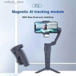 Stabilisatoren De nieuwste F12 APP-functie 3-assige handheld gimbal Optionele AI Face Smart Tracking Smartphone-stabilisator met invullicht Q240319