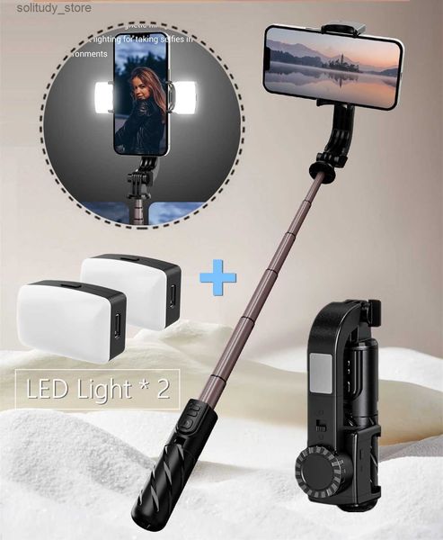 Estabilizadores Control inalámbrico Estabilizador de articulación universal de video antivibración de 1 eje para teléfono inteligente Estabilizador móvil Selfie Stick Trípode con luz de relleno Q240319